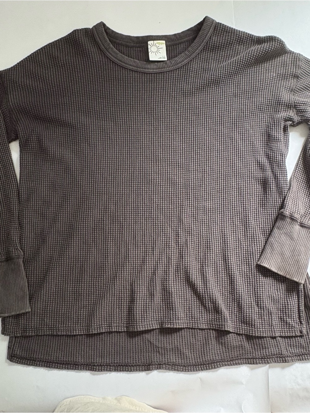 aerie oversized Waffle Knit cotton Long Sleeve charcoal size small